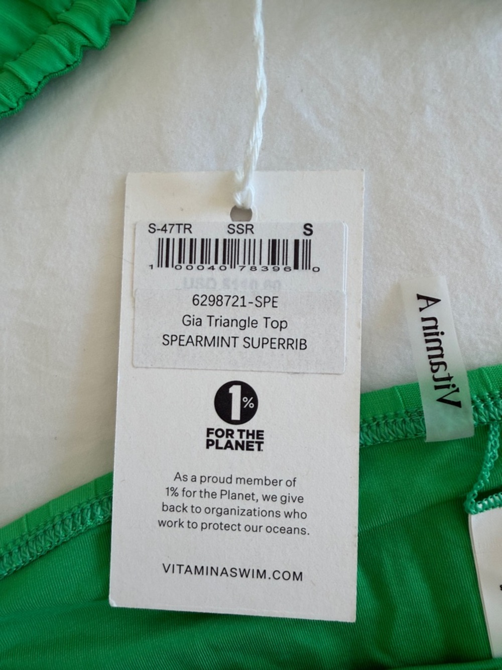 Vitamin A Green Ribbed Triangle Bikini - Picture 2 of 4